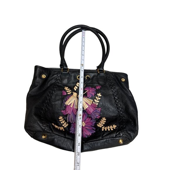 Isabella Fiore vintage leather tossled floral handbag purse SKU 3227 - Picture 2 of 16